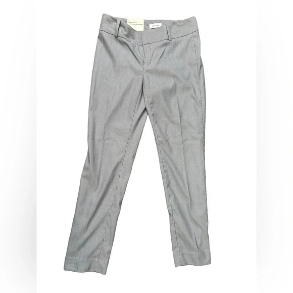 NWT Calvin Klein Modern Ankle Slim Leg  Pant in Pinstripe Navy and White Size 2 - Picture 1 of 7